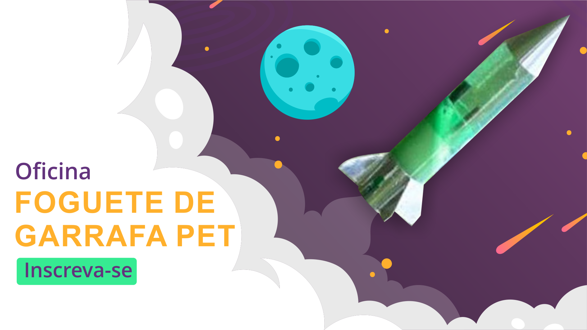 Para participar, é preciso se inscrever e garantir o material necessário para a produção do foguete Para participar, é preciso se inscrever e garantir o material necessário para a produção do foguete